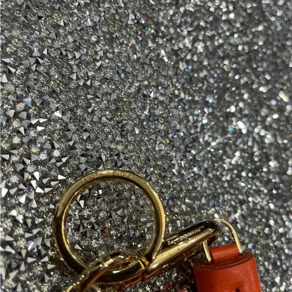 Ferragamo Nectarine Key Holder With Orange Tassel/Gold Hardware NIB